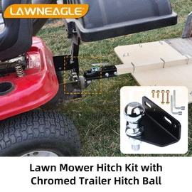 LAWNEAGLE Universal Trailer Hitch for Zero Turn Mower, Zero Turn Trailer Hitch Heavy Duty Steel and Black Powder Coating Protects with Chromed Lawn Mower Ball Hitch 2,000 lbs(1-7/8"x3/4"x2")