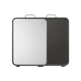 riwome Stainless Steel Cutting Board, Double Sided Cutting Boards for Kitchen, Stainless Steel and Wheat Straw PP Large Chopping Board.Dishwasher safe. (BLACK)