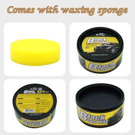 Black Gold Car Wax with Pad Solid Auto Carnauba Cars Care Polish Cleaner Waxing Repair Scratches Ceramics Coating for Black Cars 300g with Free Waxing Sponge, 10.6oz