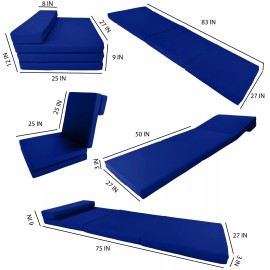 Danfuton Portable Lounger Shikibuton, Foldable Foam Beds, Mat 83 x 27 x 3, Royal