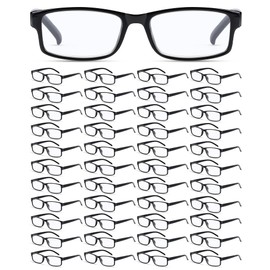 Yexiya 50 Pack Reading Glasses Bulk Black Frame Eyeglasses with Spring Hinge Traditional Adjustable Glasses for Men Women (3.0 Diopters)