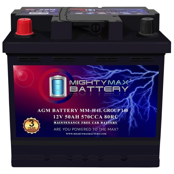 Mighty Max Battery MM-H4L Group Size 140 12V, 50Ah, 80RC,