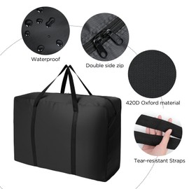 AiQInu Aufbewahrungstasche Groß 420D Oxford, 150L Faltbare Unterbett Aufbewahrungsbox mit Handgriff, Wasserdicht Langlebige Umzugstaschen für Bettzeug Matratzenauflagen Decken Bettdecken and Kissen