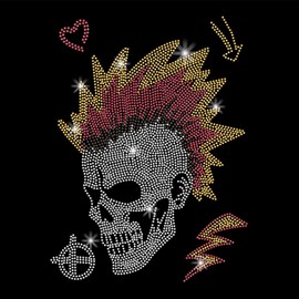 SUPERDANT Punk Skull Iron On Transfers Rock Skull Heat Transfer Stickers Iron on Patches Stickers Washable Heat Transfer Decals for T Shirts Clothing Jeans Backpacks DIY Applique Decals