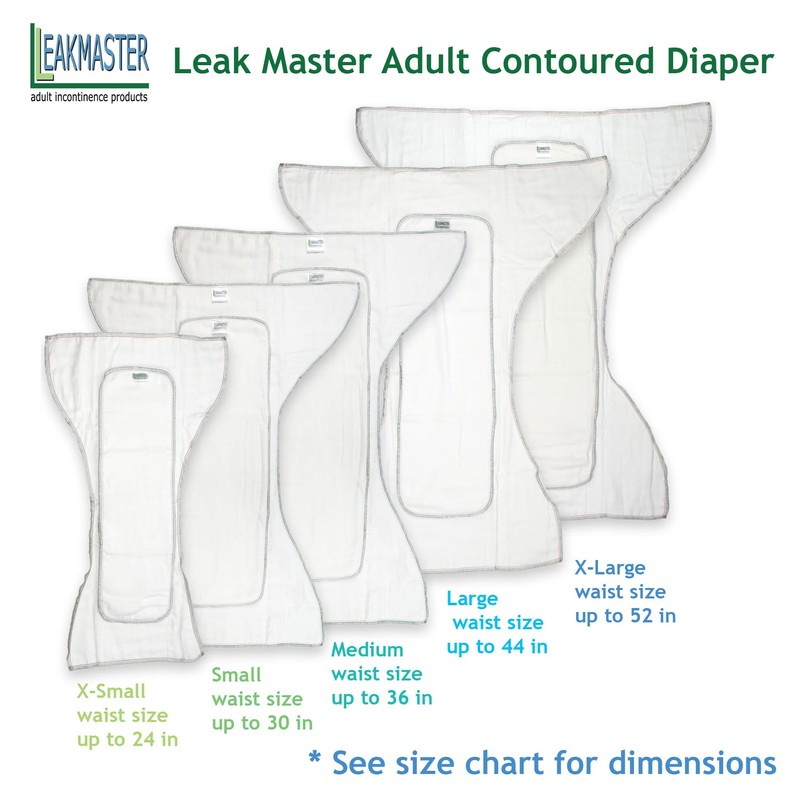 LeakMaster Adult Contoured Cloth Diaper with Nighttime Insert - X-Large