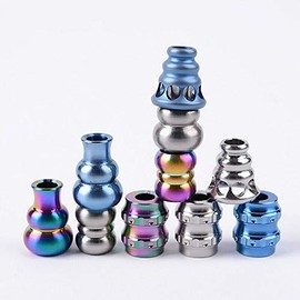 Lanyard Bead Rope Pendant，1PCS TC4 Outdoor Camping, Titanium Alloy Rope EDC Tools Pendant Without Black Rope for Decoration(Ancient Clock Blue)