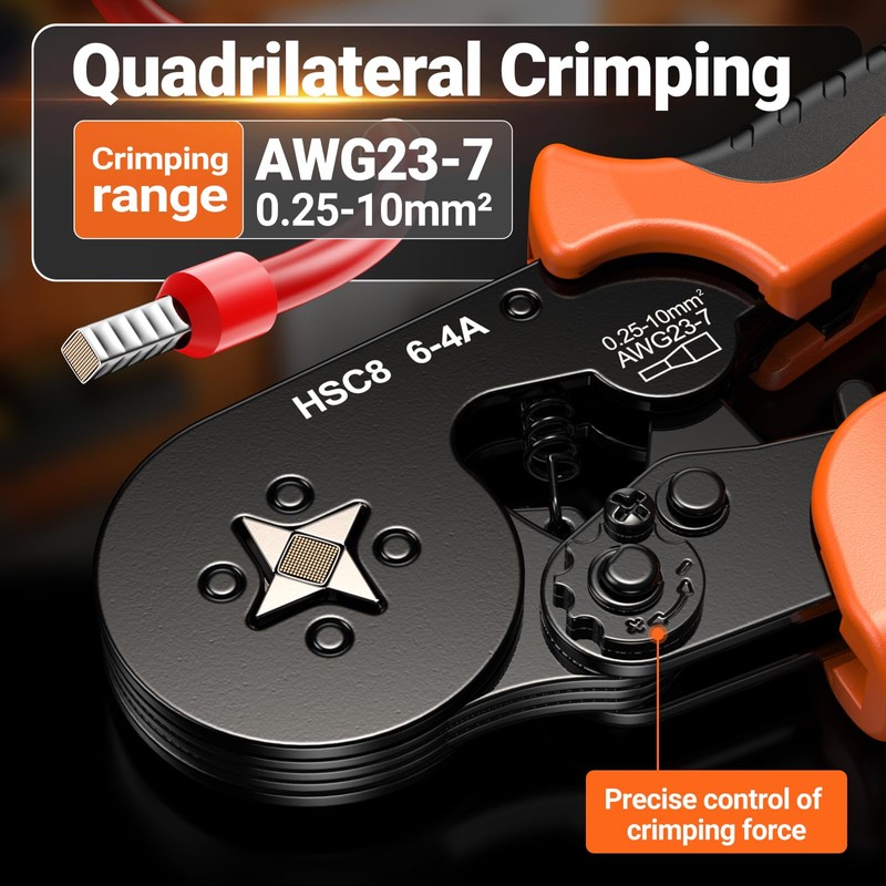 Preciva Ferrule Crimping Tool Kit with Portable Suitcase, Square Crimping