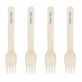 Dress My Cupcake Natural Wood Candy 100-Pack Buffet Forks DIY Kit, It's a Girl, Aqua