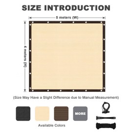 ele ELEOPTION 13ft x 16ft Summer Shade Cloth Privacy Screen Sun Shade Cover for Patio Garden Pergola Shade Cover Canopy with Gromment Beige Color