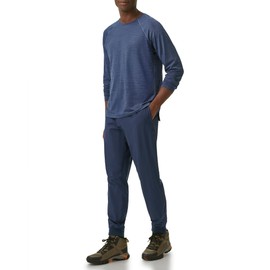 BASS OUTDOOR Men's Knit Long Sleeve Tee, BLU Indigo, Medium