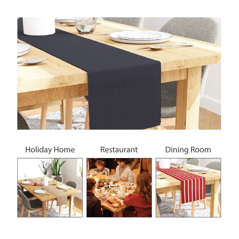Encasa Table Runner for 4 Seat Dining Rooms, Solid Grey,