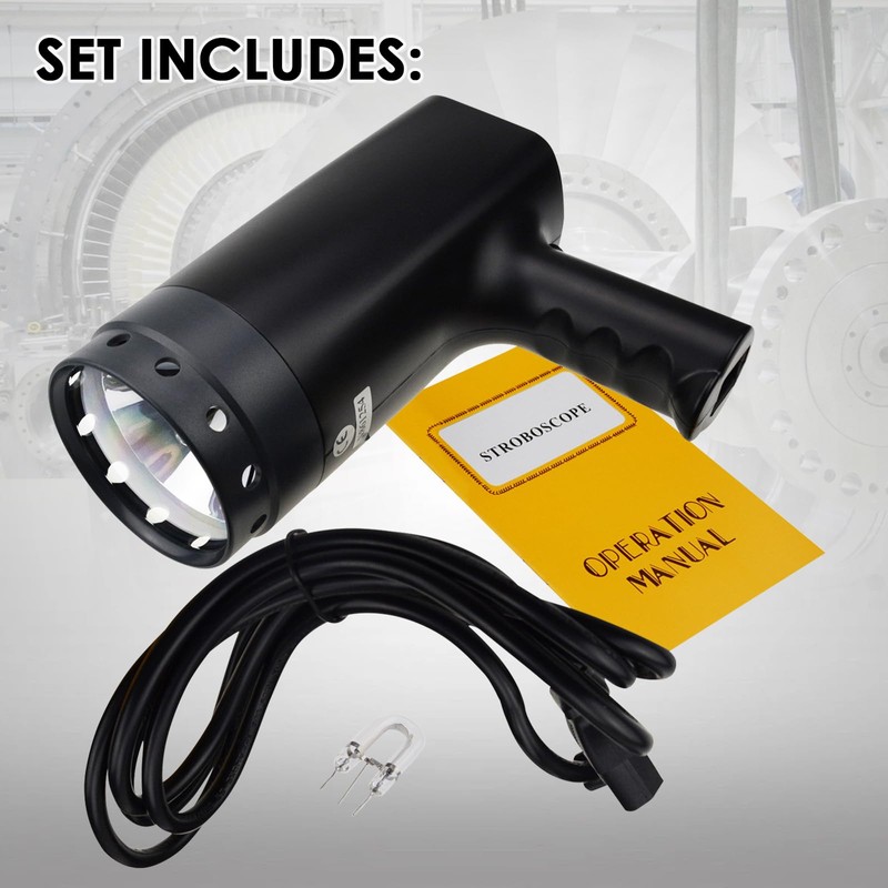 Accurate Digital Handheld Stroboscope with Wide Measurement Range, 50~12,000 FPM,
