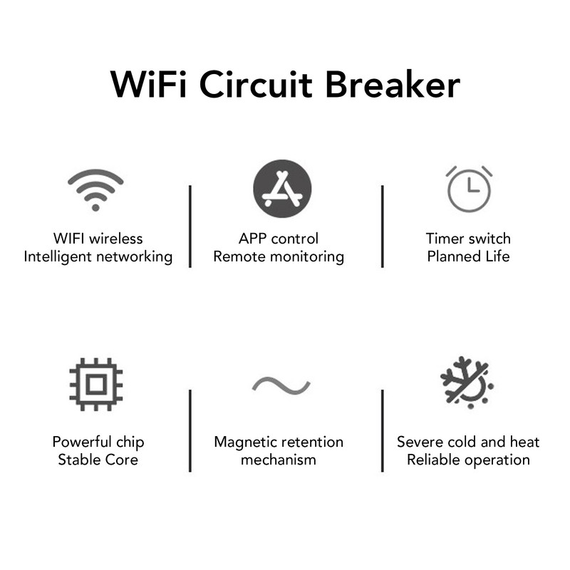 1‑63A WiFi Circuit Breaker Multi Protections APP Voice Control Timing