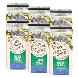 New England Coffee French Vanilla Decaffeinated Medium Roast Ground Coffee, 10oz Bag (Pack of 6)