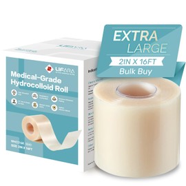 LIFARA Hydrocolloid Roll for Wound Care - Cut-to-Size, Hydrocolloid Patch Bandages with Self-Adhesive, Ultra Absorbent & Waterproof, First Aid Kit Essential (11.8mil/ 0.3mm Thickness, 2in*16ft)