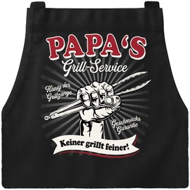 MoonWorks® Premium Grill-Schürze für Männer Opa's/Papa's Grillservice König der Grilllzange Geschenk Vater Großvater Vatertag Papa schwarz Herren