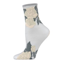 MeMoi Beauty Rose Garden Sheer See-Through Ankle Socks Alloy One Size