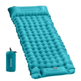 Sampoes Self-Inflating Sleeping Mat, 10 cm Thickened Air Mattress, Self-Inflating, Camping Mattress with Foot Pump, Outdoor Air Mattress Inflatable for Hiking, Travel, Tent