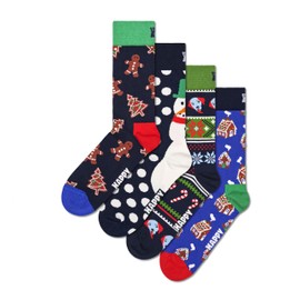 Happy Socks Gingerbread Collection- for Men and Women, Made with Sustainable Cotton-Holiday Styles-Size 9-11 (4-Pack with Gift Box)
