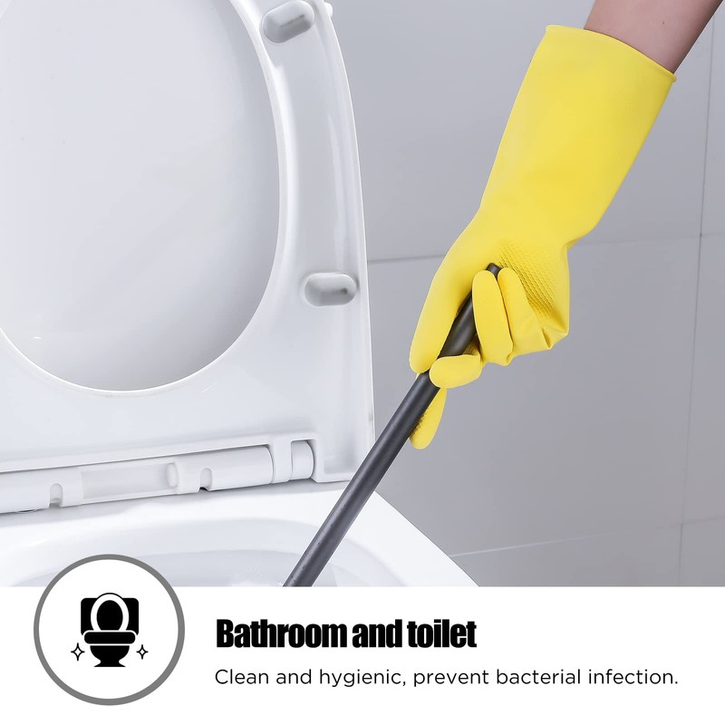 IUCGE Rubber cleaning gloves yellow 6 Pairs for Household,Reuseable dishwashing