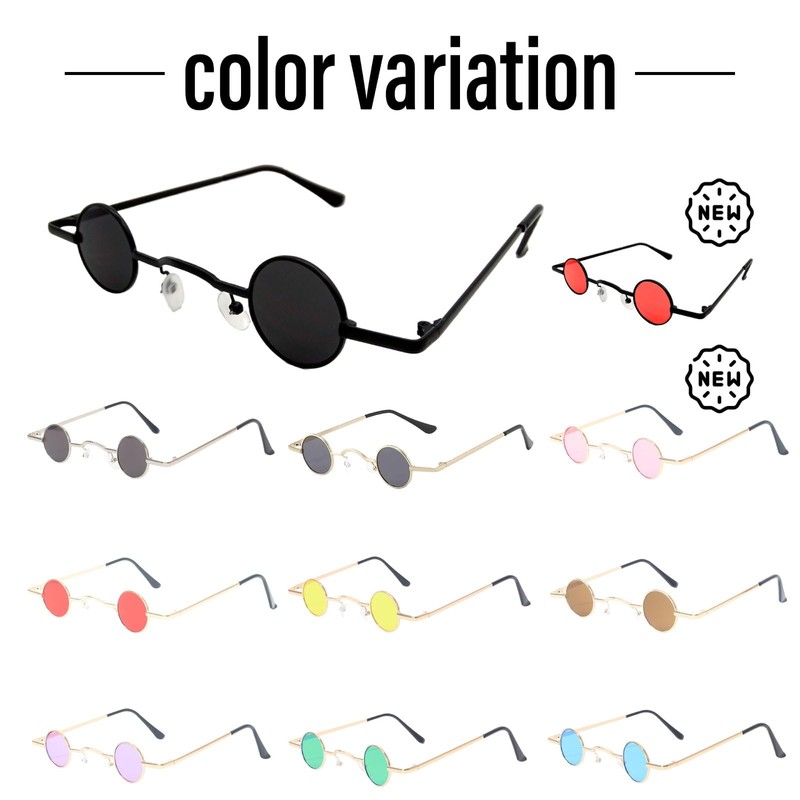 KENOU Men's Glasses Sunglasses Retro Mini Sunglasses Small Round Shape