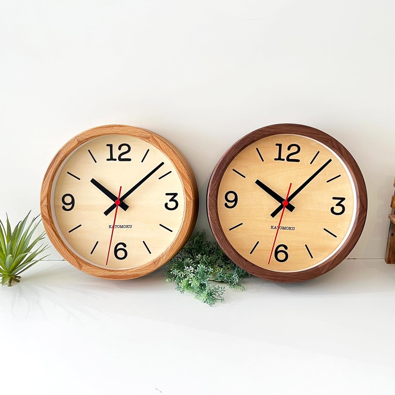 KATOMOKU Muku Clock 20 Oak Wall Clock, Continuous Second Hand,