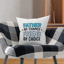 MUGFFINS FATHER/DAD Cushion Padding included - in English - By Chance Friend By Choice - Funny gift - Pillow: cover and filling 15.7x15.7 inches
