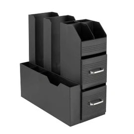 Baroni Home Coffee Station Nespresso Coffee Holder Professional, 11 Compartments, Capsule Holder with Compartments, Capacity 55 Capsules, Organiser for Coffee Stations with Drawer Cabinet, Black