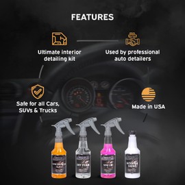 LANE'S Ultimate Interior Package - 32oz - Contains Concentrated Glass Cleaner - Interior Shine to Protect The Leather - Dry Foam Cleaner - New Car Scent