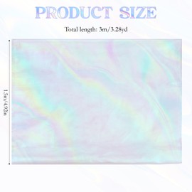 3.3 Yard Sheer Fabric, 118inch Magic Rainbow Laser Holographic Fabric Gradient Organza Fabric Iridescent Fabric Sequin Lace Fabric for DIY Dress Costume Wedding Photography Party Decor, Magic White