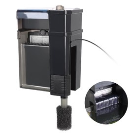 hygger Aquarium Filter, Ultra Quiet Aquarium Hang on Filter, Multi-Stage Filtration Activated Carbon Biochemical Fish Tank Filter for up to 50 Gallon Aquariums, Adjustable Flow, 153 GPH, 7W, Black