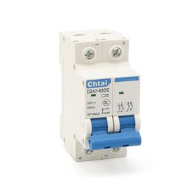 PRACTINET Pastilla Interruptor Termomagnético 40Amper 2p CD Solar - Mini Circuit Breaker 40A 2 Polos, CD MCB 6KA 500VCD, Disyuntor miniatura de aire Corto Circuito corriente, Instalación riel DIN