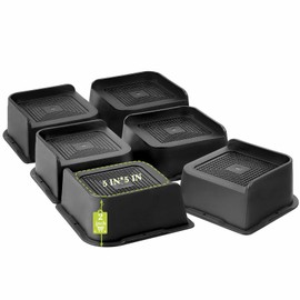 Yookwutar Bed Risers 1 inch, 2 inch, 3 inch, 4 inch, 6 inch, 8 inch Heavy Duty, Oversized Furniture Riser for Couch Sofa Table Chair Leg Frame Dorm, Support up to 6000 Lbs (Black 6 Pack, 2 inch)