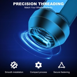 MEILUNBS 24PCS 9/16''-18 Spiked Lug Nuts, 4.4" Tall Black Bullet Cone Seat Wheel Nuts with Socket Key, Compatible with Dodge Ram 1500 2500 3500 1994-2011, Ford F250 F350 1988-1998, Blue