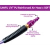 SANFU (PU) Polyurethane Reinforced 1/4”ID(6.3 x 9.8mm) x 50ft, Air