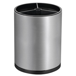 Kitchen Utensil Holder for Counter, Rotating Stainless Steel Utensil Organizer with Drainage Tray, 360°Rotating, Removable Divider, Large Cooking Utensil Crock