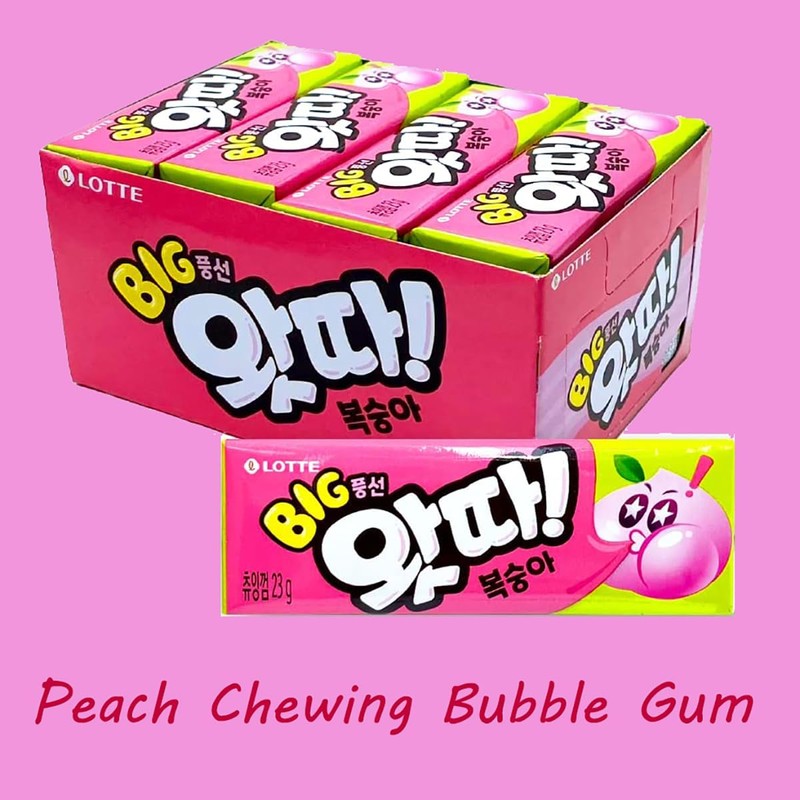 K-Food Korean Bubble Gum Peach Chewy Flavored Bubble Gum Packs