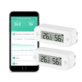 WiFi Thermometer Hygrometer Indoor: Smart Temperature Sensor, Digital Temperature Humidity Monitor with Smart App & Data Recording, Compatible with Alexa, for Bedroom Greenhouse Cellar (2 Pack)