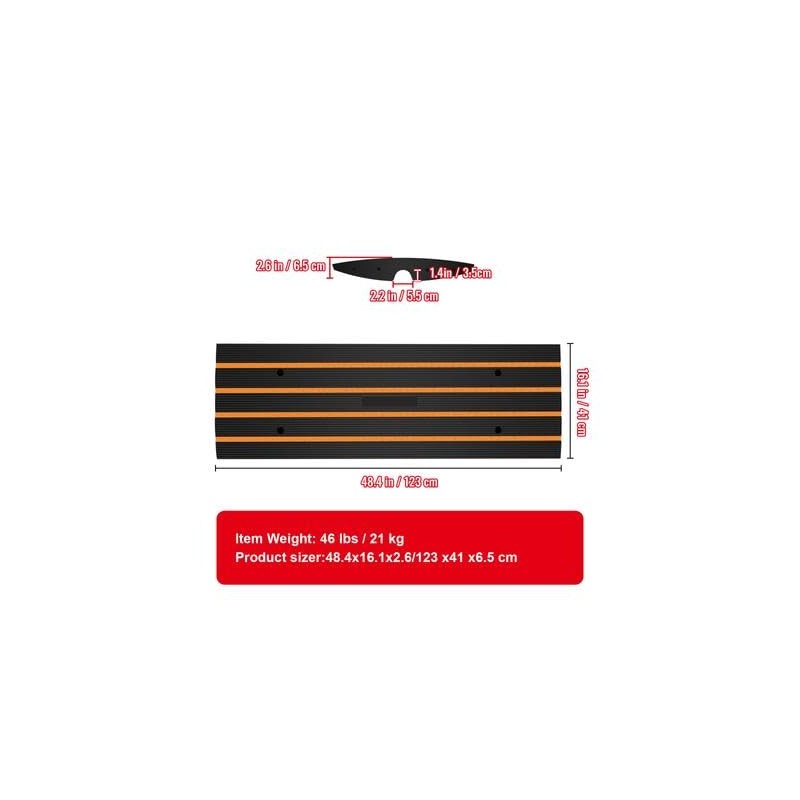 Happybuy Curb Ramp, 2.6" Rise Rubber Driveway Ramp, Heavy-Duty 33,069