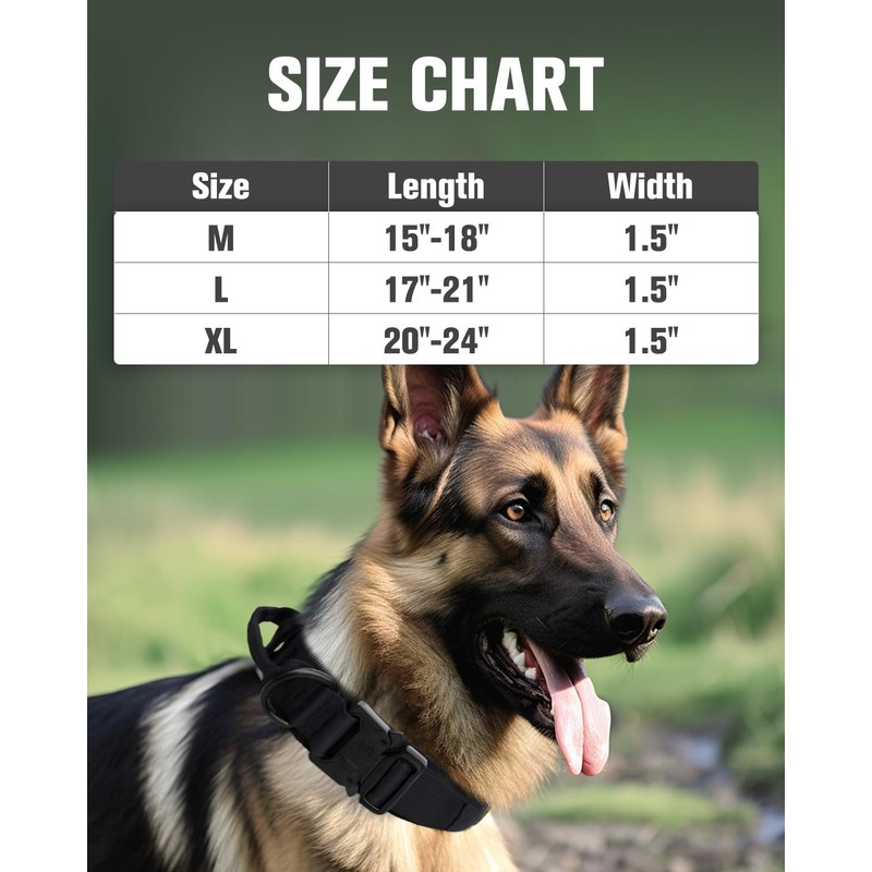 Joytale Tactical Dog Collar with Handle, Adjustable Heavy Duty Military