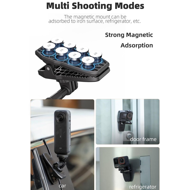 Action 5 Pro Sun Visor Clip & Magnetic Backpack Mount