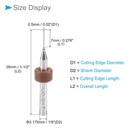CoCud Micro PCB Drill Bits, 1/8" Shank 0.5mm Cutting Edge, Tungsten Carbide Print Circuit Board Drill Bit - (Applications: for CNC Drilling Engraving Machine), 1-Set (10-Pieces)