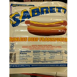 Sabrett Skinless Beef Frankfurters 48 Oz