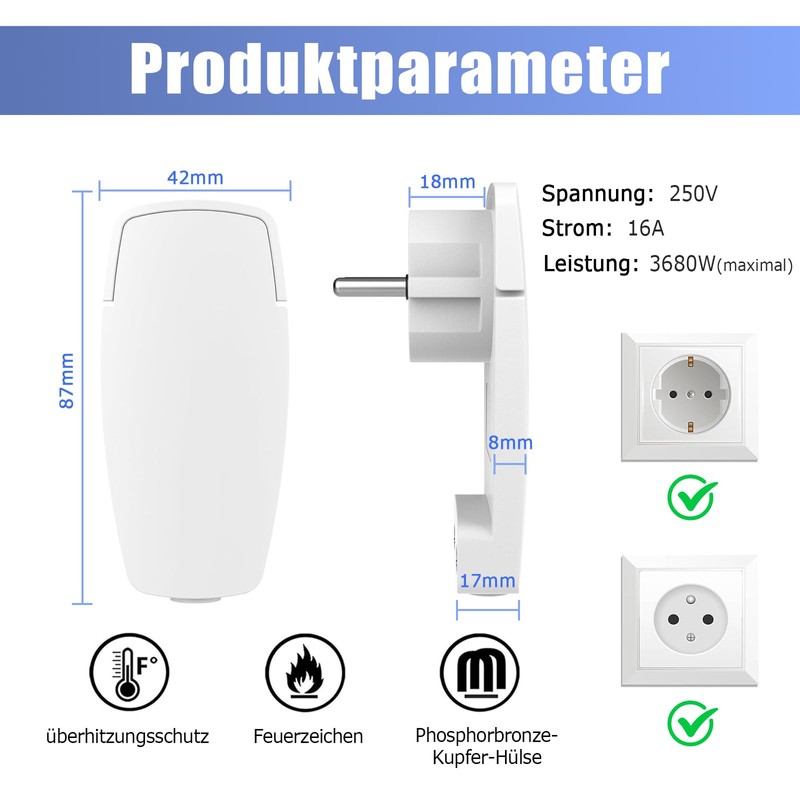 Oblinple Flat Plug 250 V 16 A IP20, Europe Flat