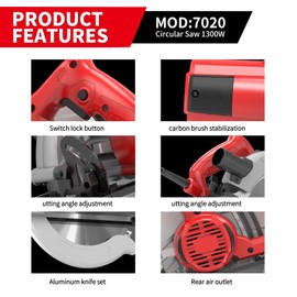 VBLIOT-11 Amp Circular Saws 7-1/4 5500rpm Woodworkers Ensure a Smooth Cutting Experience Explore the Circular Saws for Crafting and Home Improvement for DIY stone cutting saw Tile Saw (185mm)