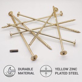(Pack of 4) Galvanised Steel 8.0 x 240mm Yellow Wood Screws Torx Head Flat Head Wood Screws Partial Thread (4, 8.0 x 240mm)