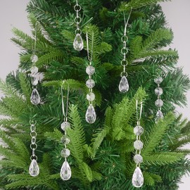 GXGGUS Crystal Ornaments Crystal Christmas Ornaments, Hanging Crystals Ornaments for Christmas Tree Decorations 30 Pcs Acrylic Crystal Chandelier Garland Winter Party Home Decor (Water Drop)