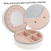 FOMIYES Portable Round Pu Leather Jewelry Organizer Travel Case for