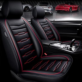 AOMSAZTO Car Seat Cover Fit for Toyota Tacoma 2010-2023 Only 2 Front Seats Leather Car Seat Cushion Full Coverage Leather Protector SUV Pickup Truck Auto Seat Cover Waterproof Black&Red
