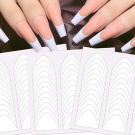 1980 Pieces French Tip Nail Guides Smile Line Stickers Moon Shape Nails Design Nail Stencils Self-Adhesive French Nail Stickers French Manicure Strips Tool Nail Tape (60 Sheets)